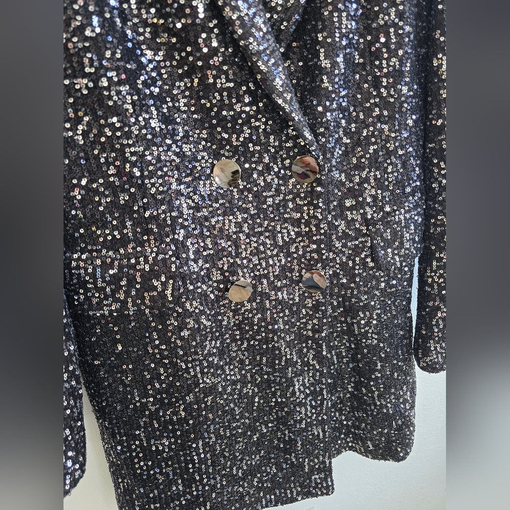 Saints & Hearts Black Ready For Business Sequin Blazer Dress Size Large - Picture 7 of 13
